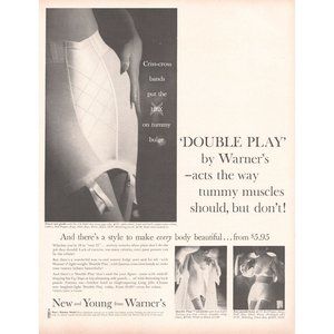 1960 Warner's Double Play Girdle Vintage Print Ad Ladies Underwear Wall Art 60s